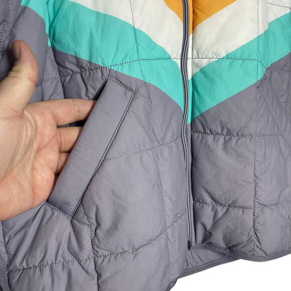 NWT FREE PEOPLE Women’s Rainbow Chevron Striped Pippa Puffer Jacket - Picture 6 of 8